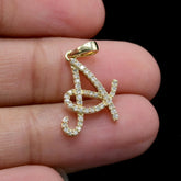10K Yellow Gold Initial A Pendant 0.16 CTW Natural Diamond
